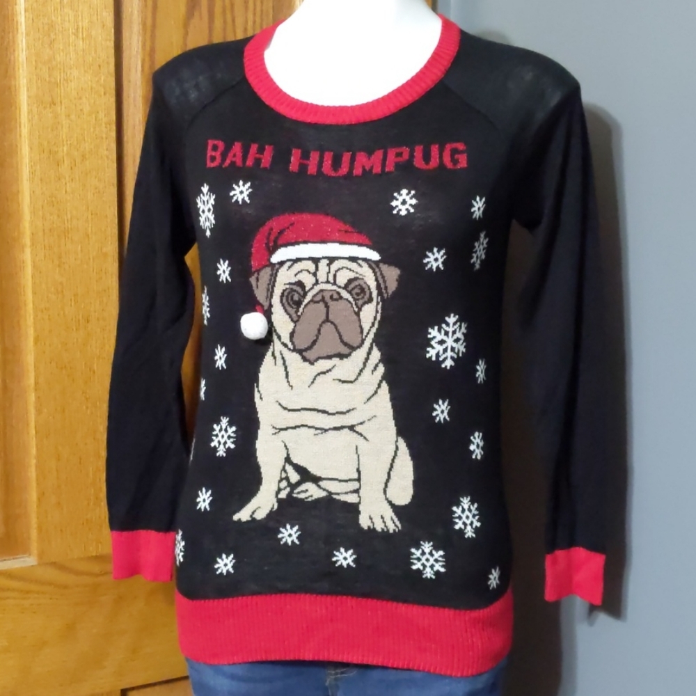 Well Worn Bah Hum Pug Ugly Christmas Sweater